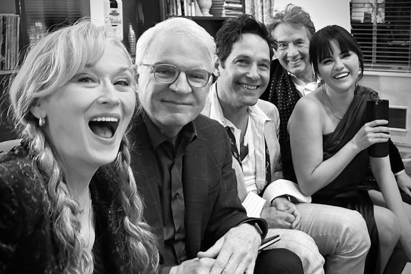 Meryl Streep, Steve Martin, Paul Rudd, Martin Short et Selena Gomez sur le tournage de la saison 3 de Only Murders in the Building